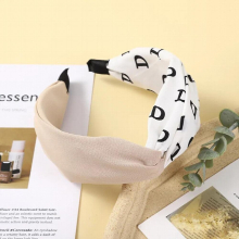 Hair Band Wide Edge Cloth Art Letter Clash Hair Clip Womens Net Infrared Versatile Knot Hair Accessories