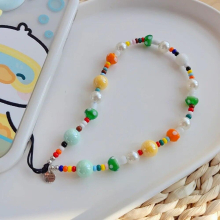 Resin Colorful Beads Phone Chain Glass Mushroom Seed Beads Keychain Strap For Women Girls Phone Bag Accessories
