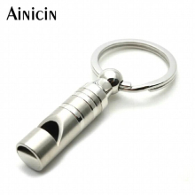 Pet Dog Training Sound Human Own Help Cylinder Shape Short Whistle 316L Stainless Steel Key Chains Children Keyring Jewelry
