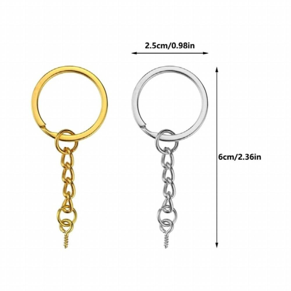 20Cf 180 Pack Key Chain Rings Kit 1 Inch Key Ring With Chain Jump Rings Screw Eye Pins Silver And Metal Parts 885673994937