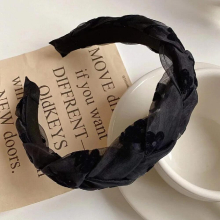 Gauze Fried Dough Twist Wide Edge Hair Band French Retro High Sense Flower Head Band Hairpin Out Versatile Hair Accessories