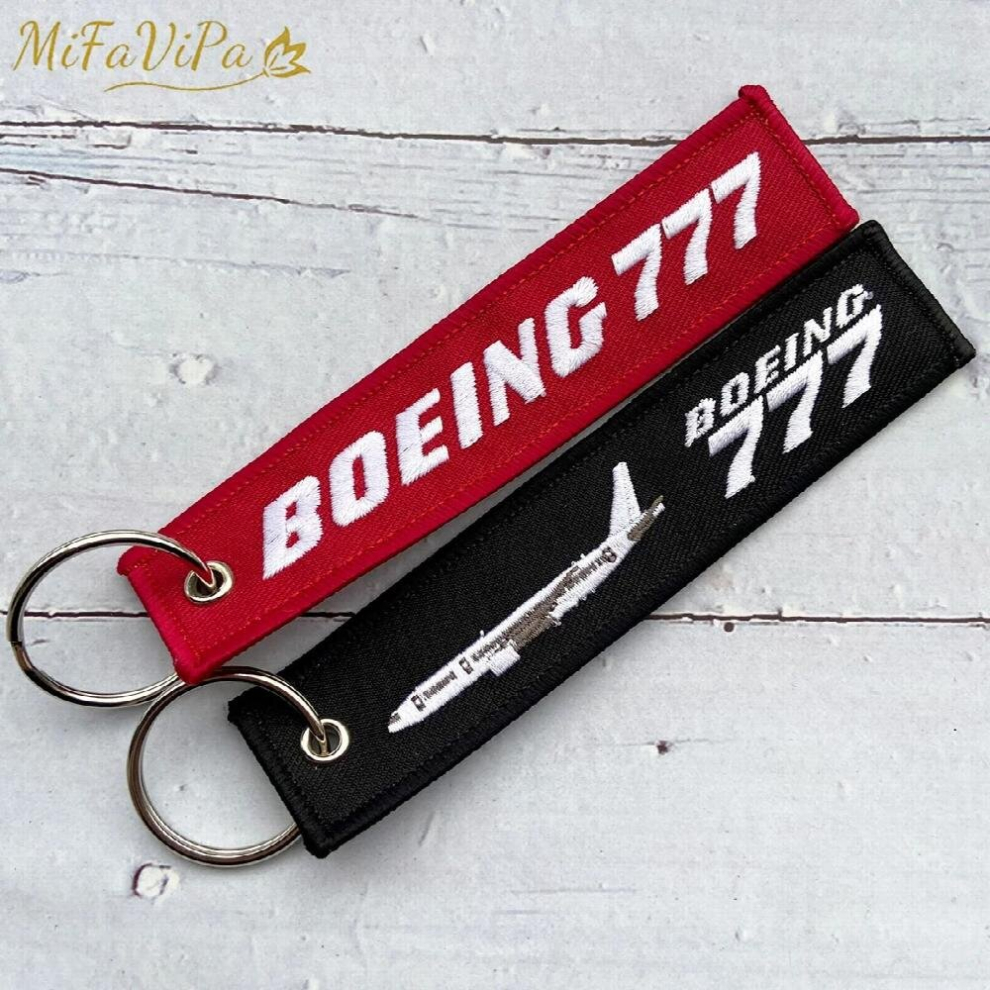 2 Pcs And Red Embroidery Boeing 777 Trinket Keychain Phone Strap Aviation Key Chain For Men Gift Luggage Tag Keyr Red,Multicoloured 885673995484