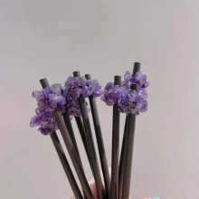Traditional Chinese Style Natural Crushed Stone Wooden Hairpins Women Girl Natural Stone Hair Clip Hair Accessories