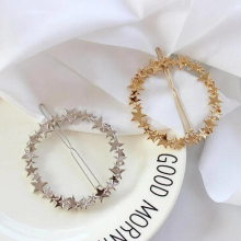 Timlee H035 Geometry Five-pointed Star Round Metal Barrettes Hair Clip Hair Accessory