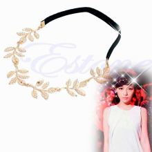 Greek Goddess Peace Angel Golden Olive Leaves Elastic Hair Band Headband Vintage