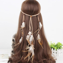 Hair Ornaments Feathers Hair Band Women Bohemian Indian Elastic headband Party Gift Jewelry Headwear A5010