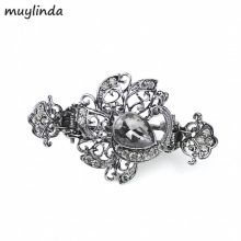 Retro Crystal Rhinestone Peacock Hair Clips Barrettes Hair Jewelry Metal Small Hair Accessories Women