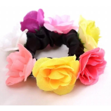 Cloth Rose Flower Elastics Hair Holders Tie Gum Fabric Wreaths Crowns Elastic Wreath Crown Wedding Garland Headband