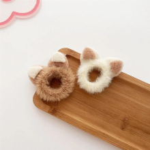 2PCS Autumn Or Winter Style Plush Three-dimensional Rabbit Ears Women Little Meatball Hair Style Elastic Hair Rope