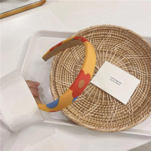Summer Retro Candy Fabric Flower Headband Matte Irregular Geometric Floral Wide Hair Band for Women Jewelry