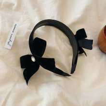 AOMU Sweet Rhinestone Velvet Headband Snowflake Hair Bow Knotted Hair Band for Women Princess Lovely Hairbands Headwear