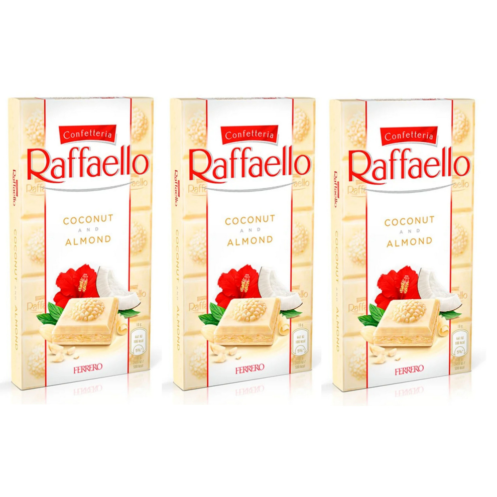 3x Ferrero Raffaello Chocolates Bar Milk White Coconut Almond