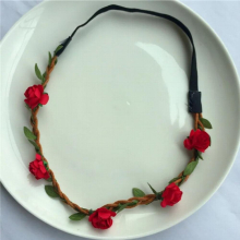 Womens Seaside Holiday Plum Blossom Elastic Headdress Bridal Hair Band Flower Braid Wreath Hair Band