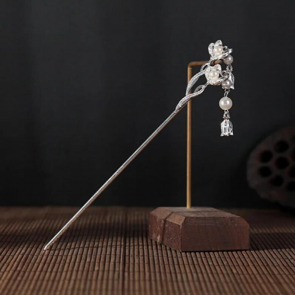 Flower Tassel Hanfu Hairpin Vintage Menatl Hair Sticks Pins for Women Chinese Traditional Clips Wedding Hairstyle-image-OPC-PCWP67J-NEW