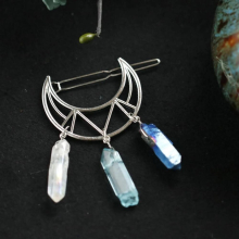 Moon natural crystal hair accessories moon hair clip geometric shape hairpin Wicca women lady
