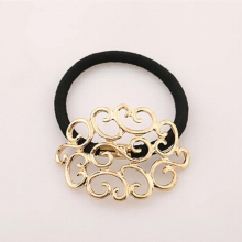 Metal Pattern Hair Rope Women Elastic Hair Band Girls Headwear Headbands Vintage Alloy Hair Accessories