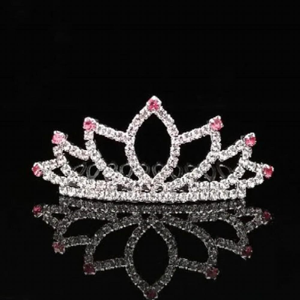 Childrens little crown headdress pink rhinestone hair comb insert comb hair accessories little princess hairpin-image-OPC-PCWP6PX-NEW
