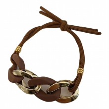 Hair Ties Bracelet with Metal Clip Coffee Elastic Hair Tie Bracelet For Women Hairband No Damage Pony-Tails Holder T8DE