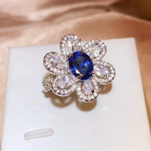 Exaggerated Sparkle Flower Oval Sapphire Full Diamond Couple Ring For Women Geometric Zircon Anniversary Gift Jewelry