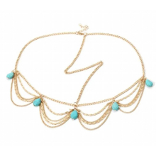 Bohemians Style Head Chain with Turquoise Beads Hair Acessories for Women and Girls jewelry head bands