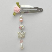 1 Beaded Hair Clip, Bow Beaded Hair Accessory, Y2K, Angel Core