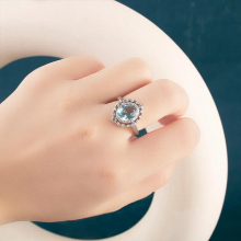Lab Sapphire Ring Silver 925 Engagement Wedding Band Jewelry Ring For Women Dating Wedding Fine Jewerly Dating Gift