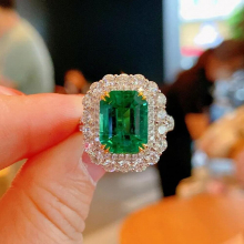 Silver Rings for Women Brilliant Lab Emerald Gemstone Princess Cut Temperament Open Ring Vintage Silver Jewelry