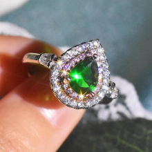 925 silver moissanite drop-shaped ring proposal simulation emerald diamond ring female party birthday jewelry