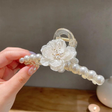 Pearls Hair Claws for Women Girls Rose Barrette Hair Clips Temperament Hairpins Crab Headwear Jewelry