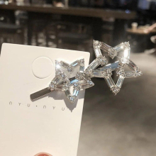 Rhinestone Hairpins for Women Geometric Star Hair Clip Beach Crystal Barrettes Party Hair Accessories