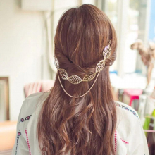 Golden Hollow Leaf Head Chain Tassel Hairpins for Women Hiar Clip Drop Hair Accessories Hair Clips