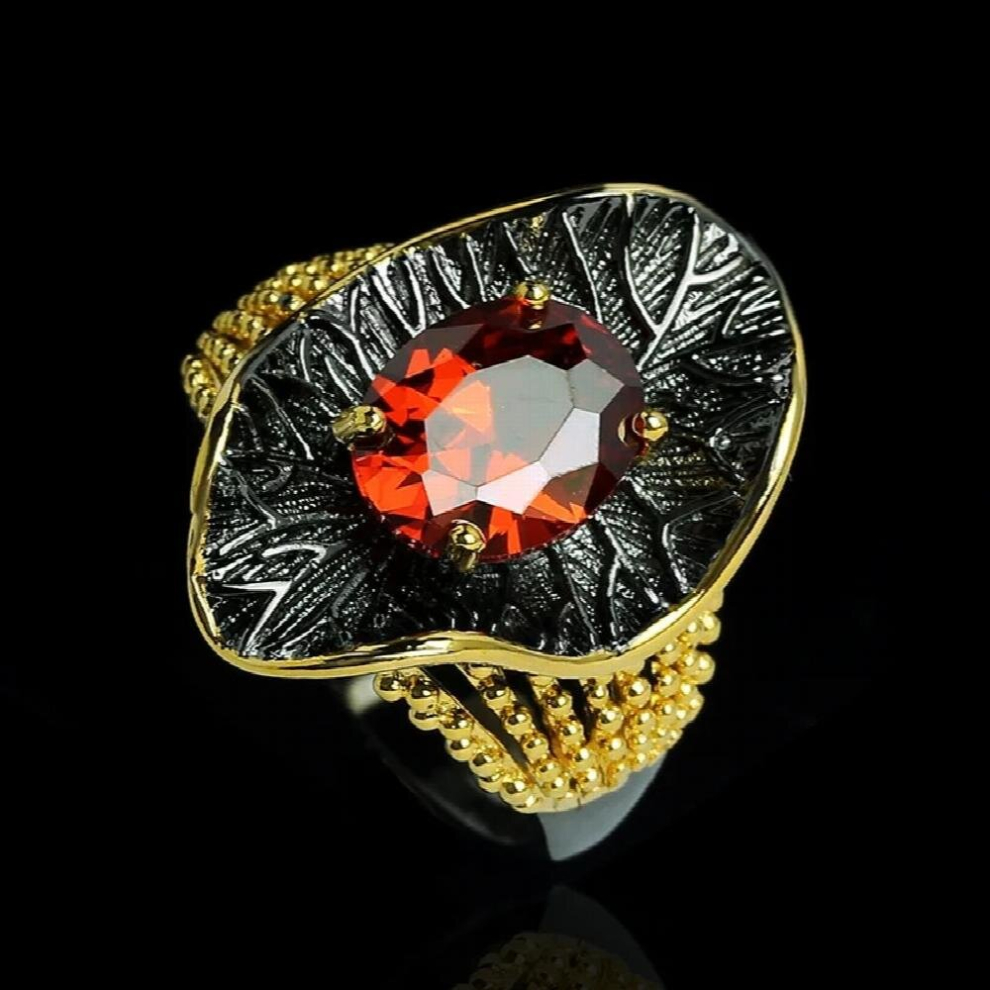 Exaggerated Irregular Ring High Red Zircon Jewelry Bohemian Style Party Jewelry Engagement Ring for Women-image-OPC-PCWP7ZJ-NEW