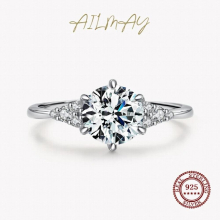 925 Sterling Silver Simplicity Six Claw Emerald Cut Dazzling Zirconia For Women Classic Wedding Jewelry
