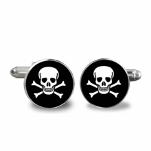 Skull Pirate Cufflinks Groomsmen Cufflink Round Photo Jewelry Skull Cuff Gift for Boys