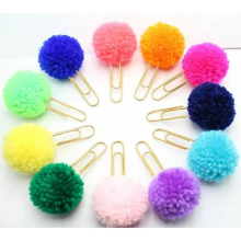 2pcs Pom Pom Planner Clip - Jumbo Decorative Paper Clip - Travelers Notebook Bookmark - The Happy Planner
