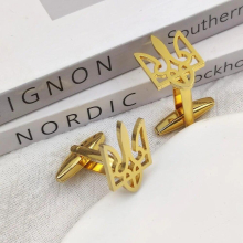 Tryzub Ukraine Symbol Cufflinks for Men Stainless steel Hollow Symbol Jewelry Metal Cuff Links High Shirt Cuff Buttons