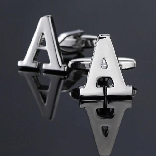 Brass Silver 26 Letter A-Z Letters Cufflinks men French Shirt Cufflinks ...