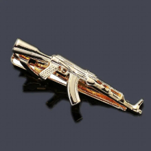 tie clip with golden AK47 machine gun, pistol, laser metal, anchor, and crystal Tie Clip