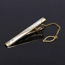 Brooch Metal Tie Clip for Mens Ties with Chain Clips Mens Shirt Collar Pins