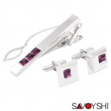 High Cuff links necktie clip for tie pin for mens wedding Red Crystal tie bars cufflinks tie clip set