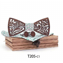 Special Wooden Bow Tie Handkerchief Cufflink Set Mens Bowtie Wood Box Wedding Suits Retro Hollow Bow Tie for Shirt