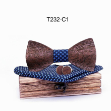 3D Engraving Wooden Bow Ties Butterfly Men Ties Wood Bowtie Gravata Cufflink Handkerchief Set Wooden Box