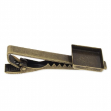 51mm High Bronze Plated Brass Tie Bar 15*15 mm Bezel DIY Tie Clip Blanks Base Tray supplies,20pcs Wholesale-C3581