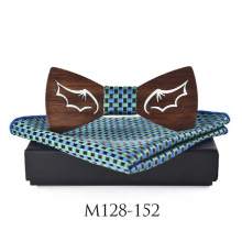 wooden hollow out MANS wings bow tie BOX for party wedding 1set