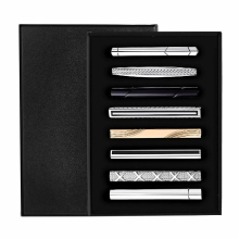 8 Pcs Tie Clips Set for Men Tie Bar Clip Set for Regular Ties Necktie Wedding Business Clips with Box, B: 8 Pcs + a tie