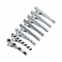 8 PCS Tie Clips Set Copper Man Shirt Cufflinks Silver Mens Gift Husband Jewelry Box Date Business Lawyer