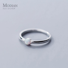 Minimalist Colorful Opal for Women 925 Sterling Silver Ring Korea Style Fine Jewelry Accessories