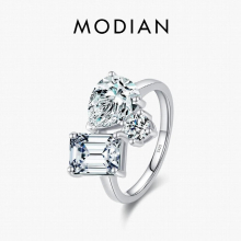 Real 925 Sterling Silver Geometric Dazzling Emerald Cut Zirconia Ring For Women Classic Wedding Fine Jewelry