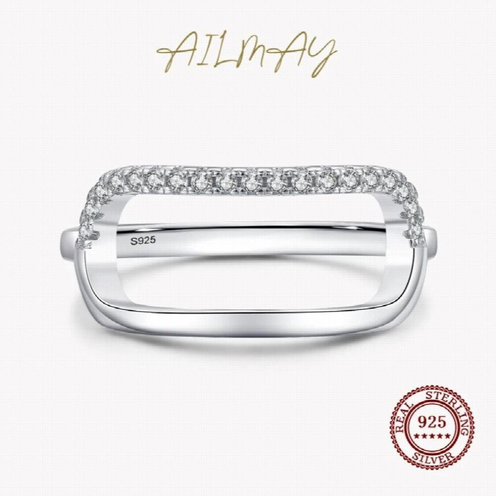100% 925 Sterling Silver Line Rectangle Clear Zircon Finger Ring For Women Girls Party Accessories Jewelry-image-OPC-PCWPCPT-NEW
