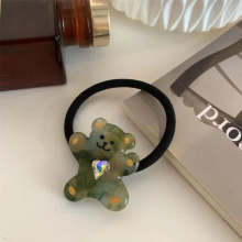 2023New Cartoon Bear Heart Inlaid With Rhinestones Colorful Elastic HairRope Women All-match HairAccessories